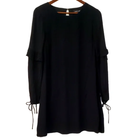 Sugar Lips Black lined long sleeve Tunic Dress with ties on sleeves S - Picture 1 of 8
